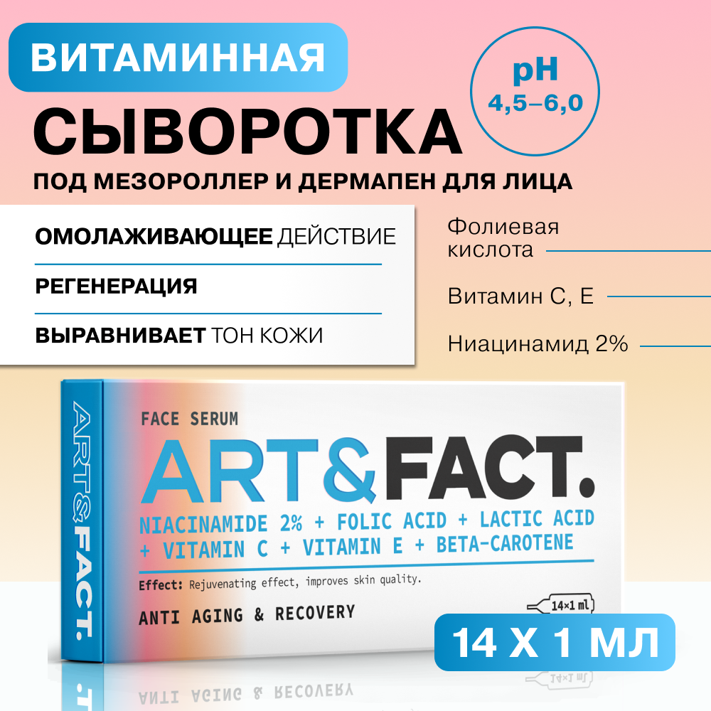 Витаминная сыворотка Art&Fact под мезороллер с ниацинамидом 14 мл