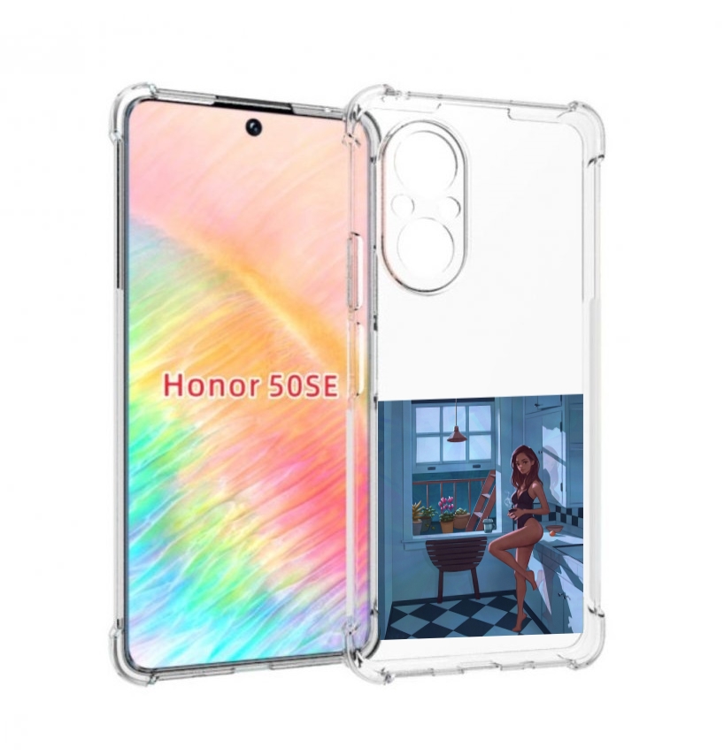 

Чехол бампер MyPads девушка-на-кухне для Honor 50 SE противоударный, Прозрачный, Tocco