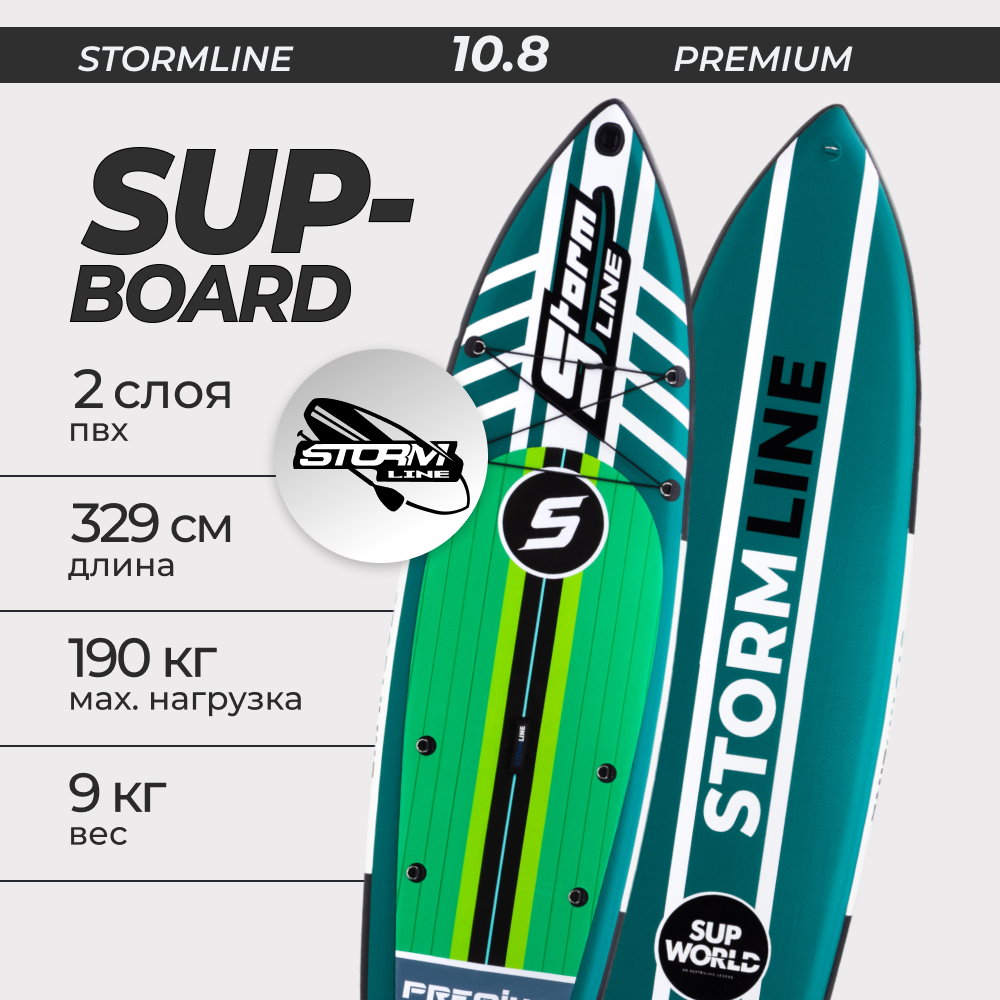 SUP-борд Stormline Premium 10.8 329x79x15 см, до 190 кг