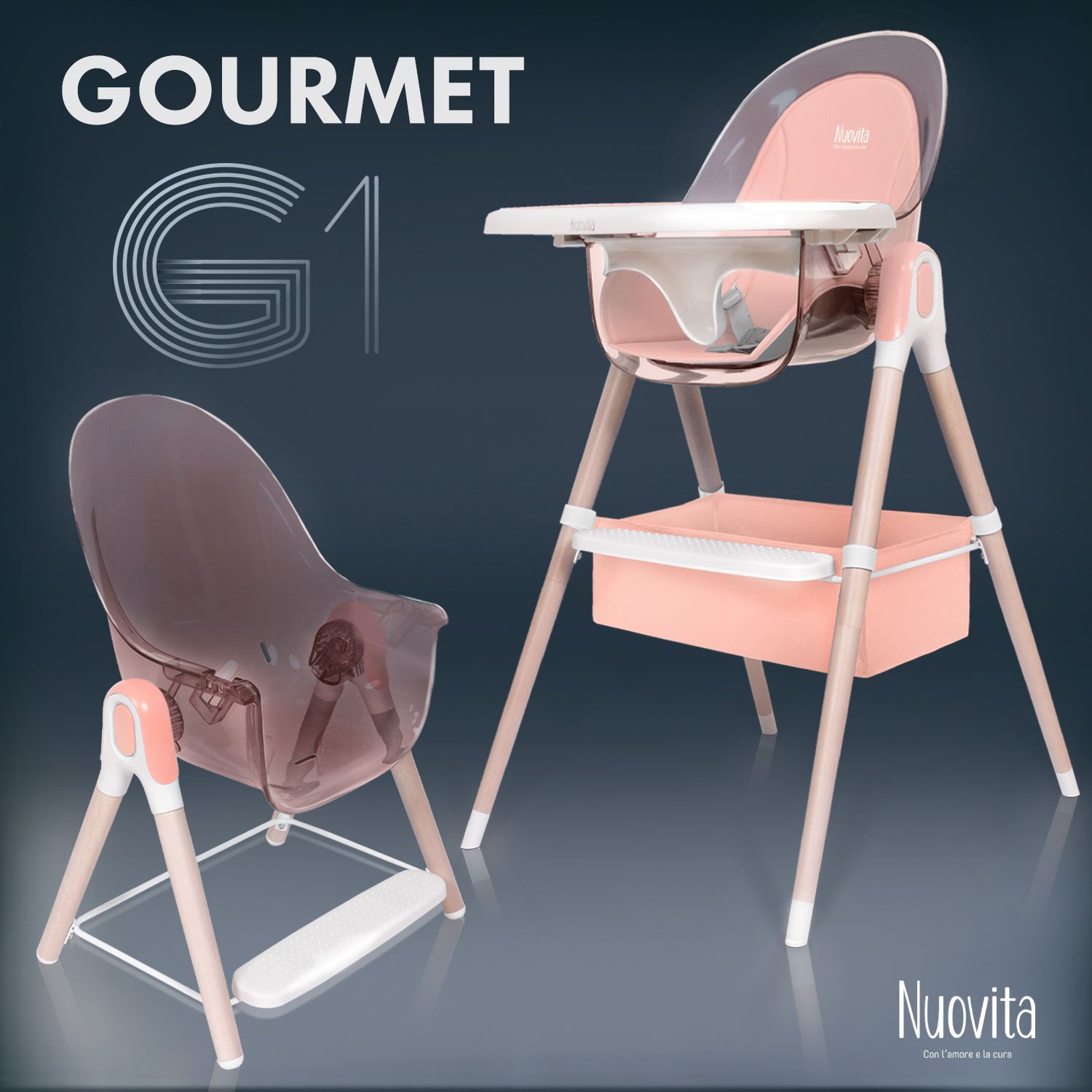 Стульчик для кормления 2 в 1 Nuovita Gourmet G1 Standart (Rosa/Розовый) стульчик для кормления 3 в 1 nuovita gourmet g1 lux blu голубой