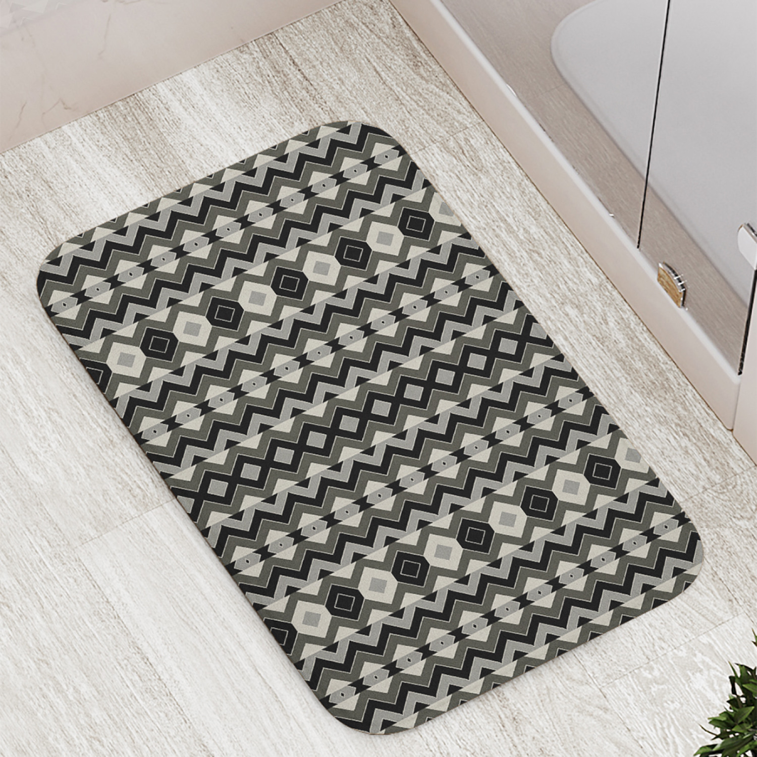 

Коврик JoyArty "Орнаментальное полотно монохром" для ванной, сауны, бассейна, 77х52 см, Орнаментальное полотно монохром