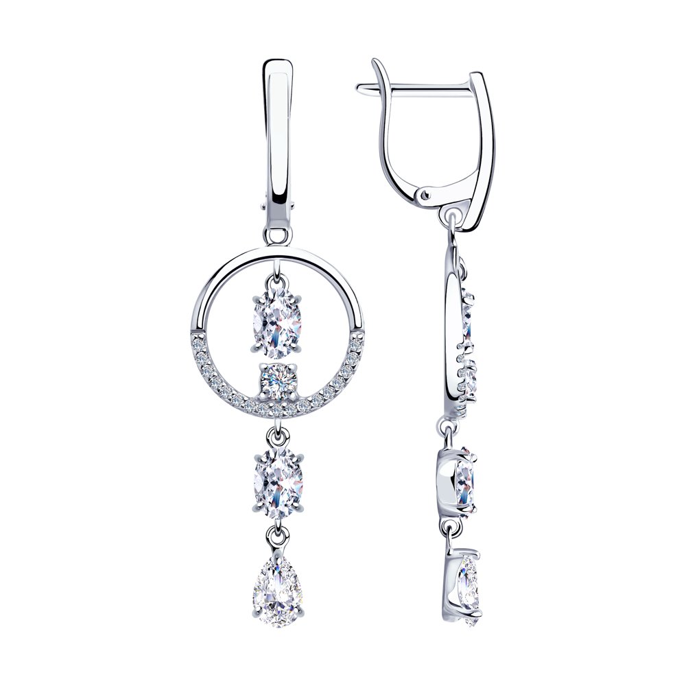 

Серьги подвески из серебра SOKOLOV 94023403, фианит, 94023403