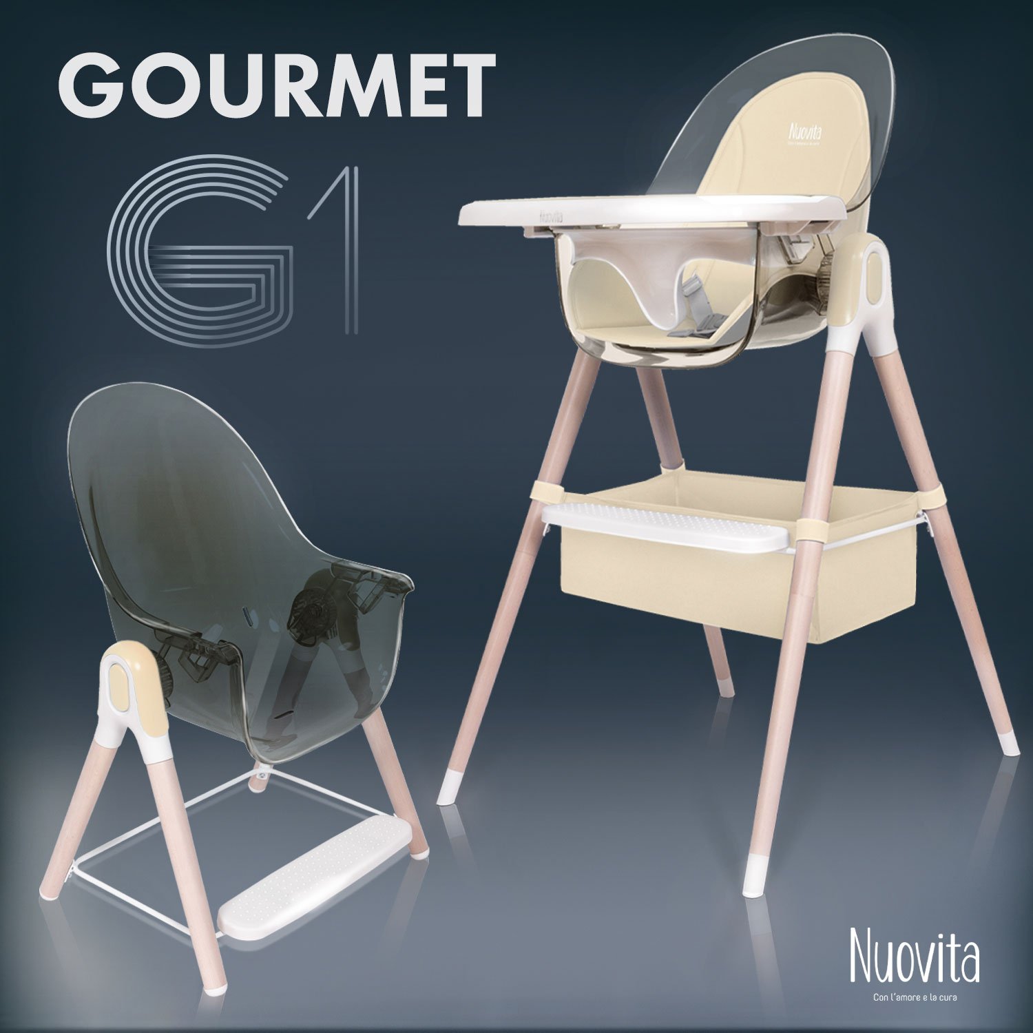 фото Стульчик для кормления 2 в 1 nuovita gourmet g1 standart (beige/бежевый)