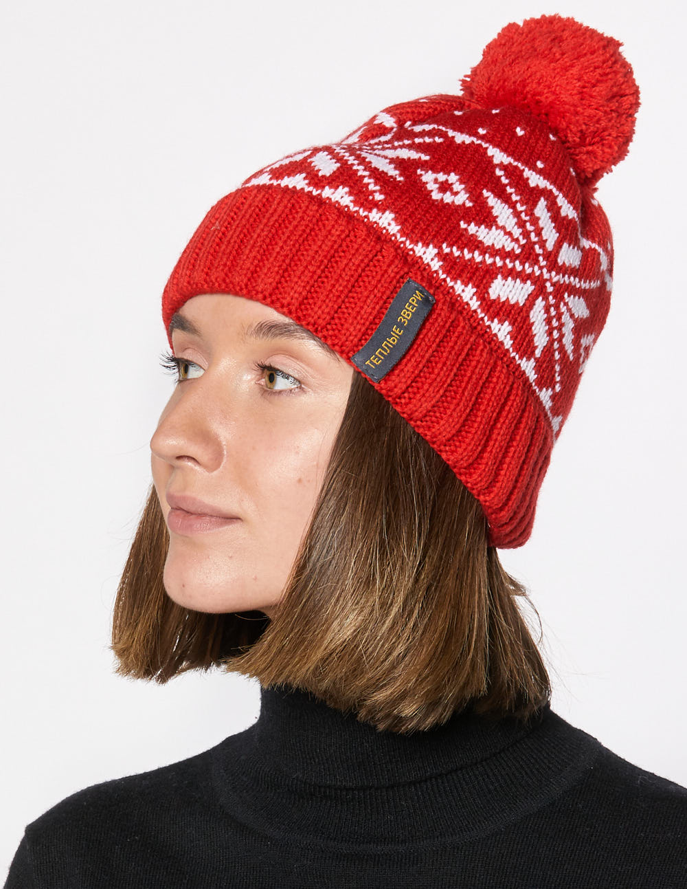 

Шапка бини женская Теплые звери 90006 красная р. ONE SIZE, 90006