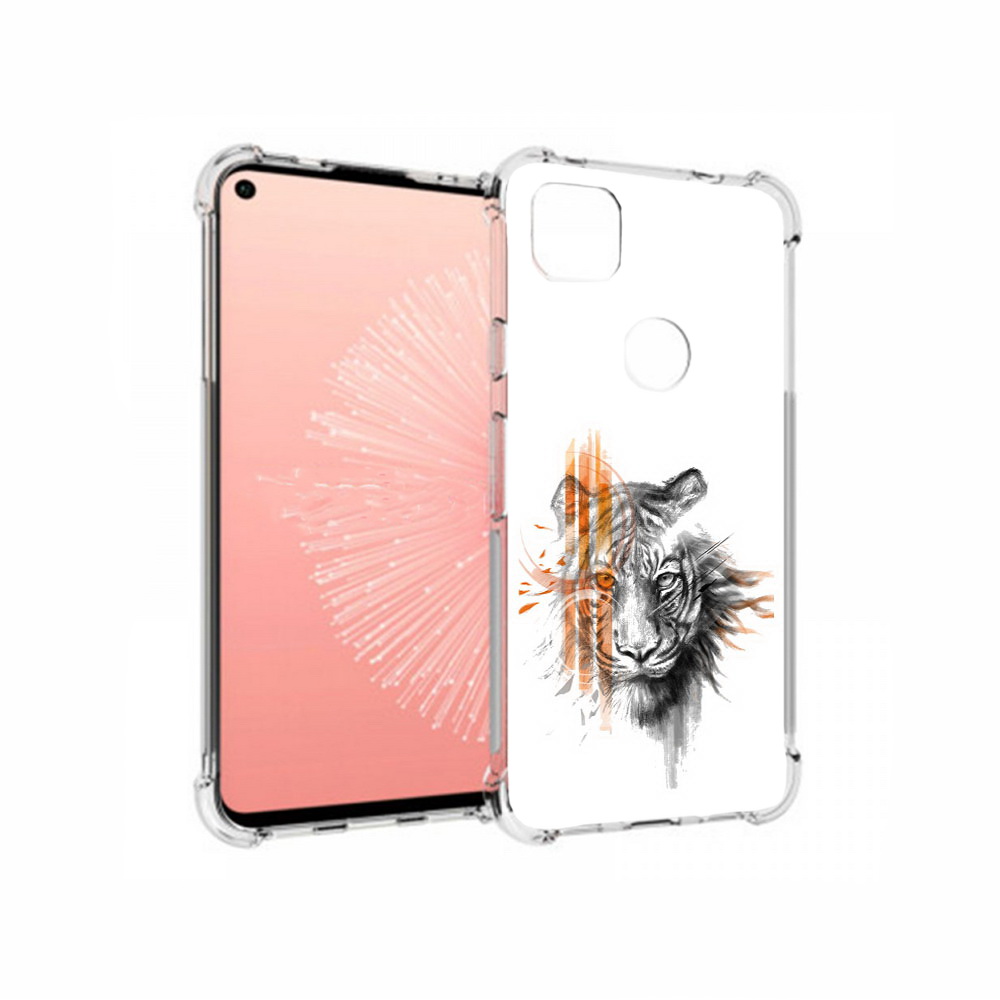 

Чехол MyPads Tocco для Google Pixel 4A огненный тигр, Прозрачный, Tocco