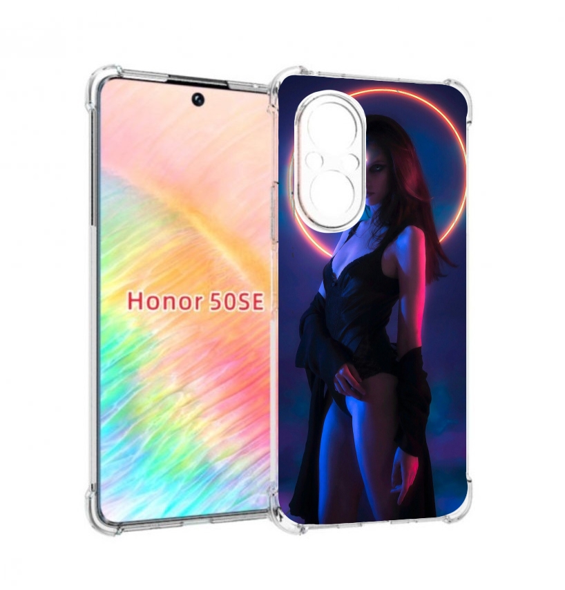

Чехол бампер MyPads девушка с неоновым кругом женский для Honor, Прозрачный, Tocco