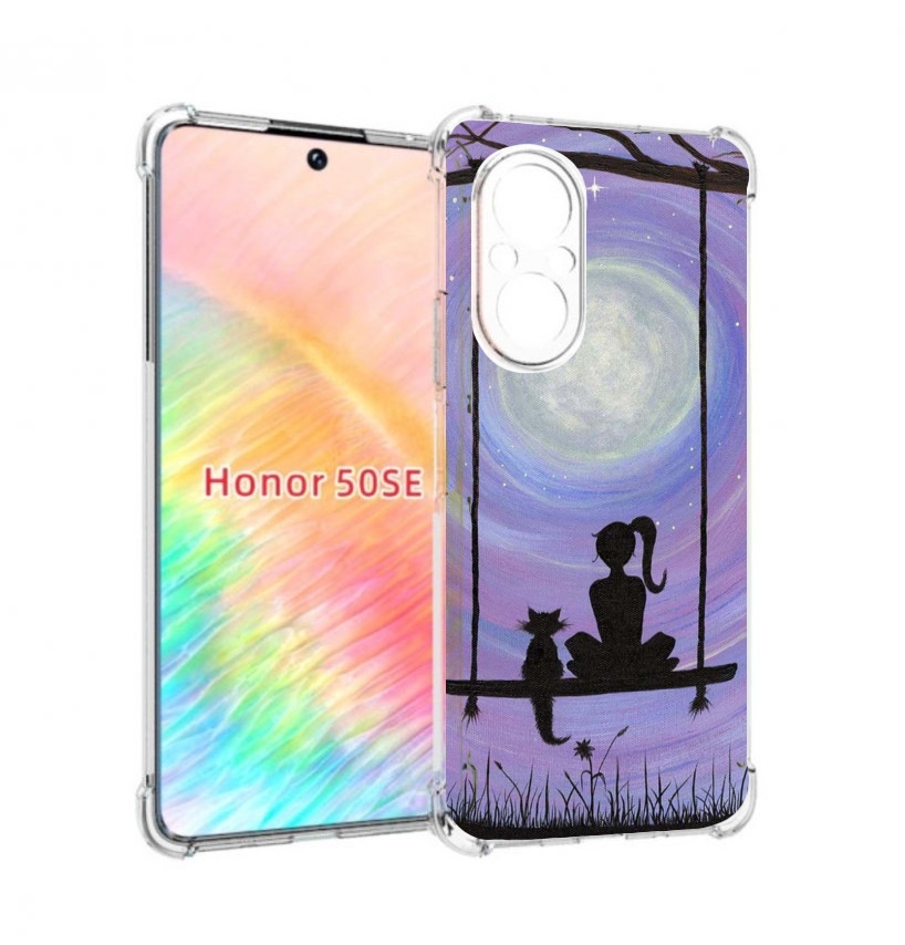 

Чехол бампер MyPads девушка с котом на качеле женский для Honor, Прозрачный, Tocco