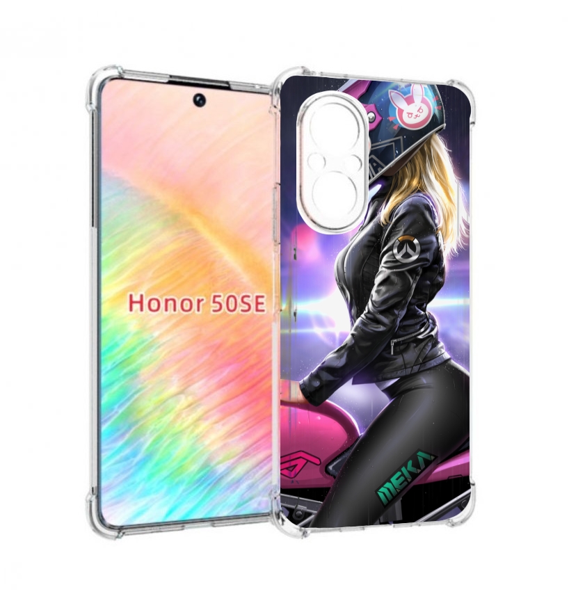 Чехол бампер MyPads девушка на мотоцикле неон женский для Honor