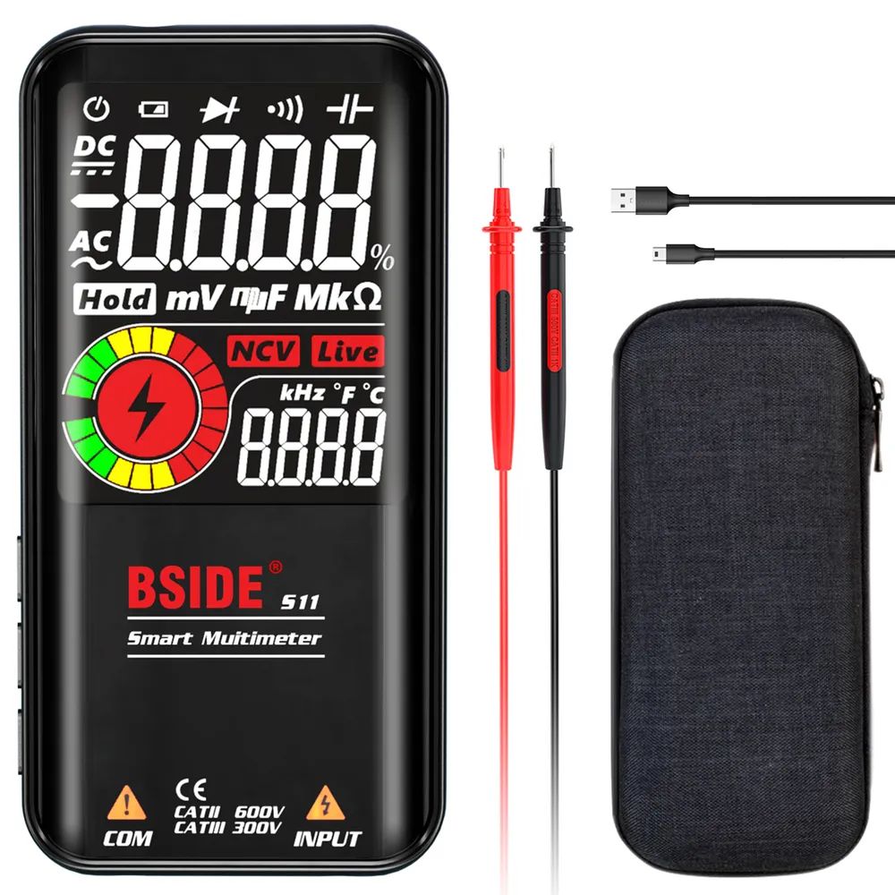 BSIDE S11 Интеллектуальный мультиметр 9999 отсчетов Цифровой ЖК-дисплей Аккумуляторный уни