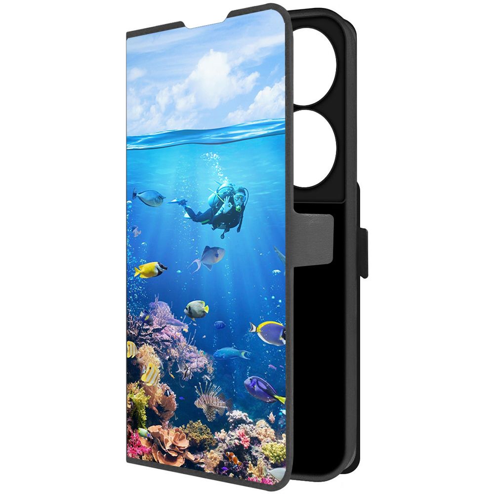 

Чехол-книжка Krutoff Eco Book для Honor X7b Австралия, Большой Барьерный Риф (черный)