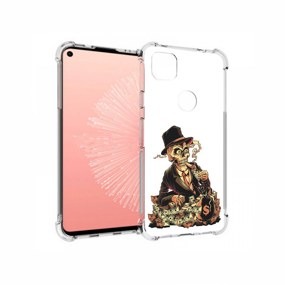 

Чехол MyPads Tocco для Google Pixel 4A нарисованный череп с сигаретой, Прозрачный, Tocco