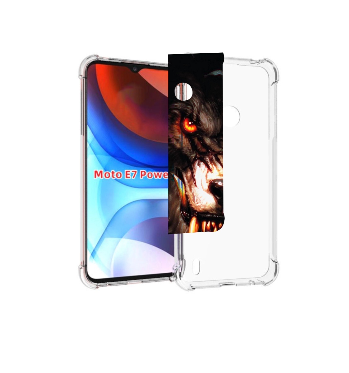 

Чехол MyPads злой голодный волк мужской для Motorola Moto E7 Power, Прозрачный, Tocco