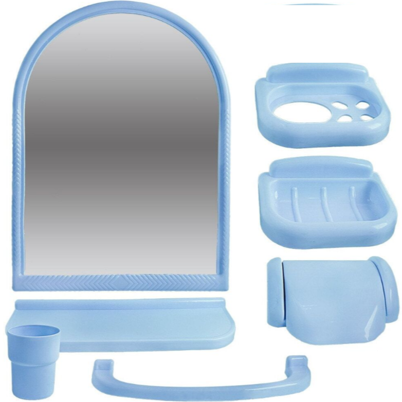 Зеркало 40*55 см с набором для ванной комнаты ЕвроКомфорт, цвет голубой