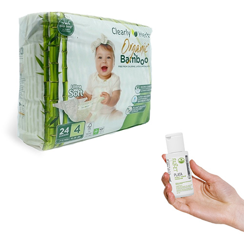 

Подгузники биоразлагаемые Clearly Herbal, размер 4 (7-12 кг), 24 шт + гель для рук 50 мл