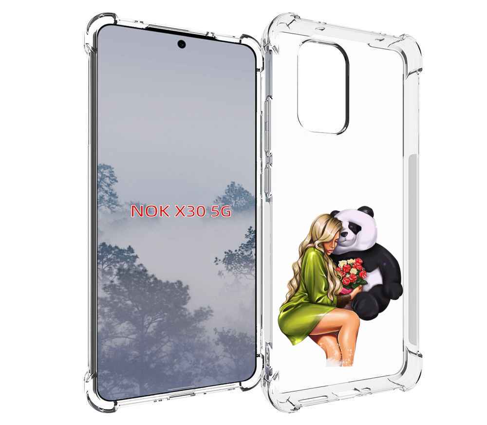 

Чехол MyPads Девушка-с-пандой-с-букетом женский для Nokia X30 5G, Tocco