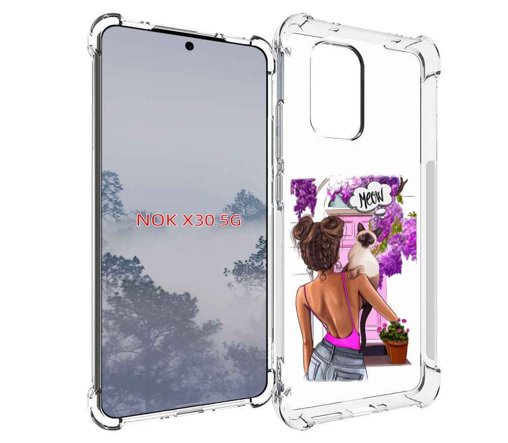 

Чехол MyPads Девушка-с-котиком женский для Nokia X30 5G, Tocco