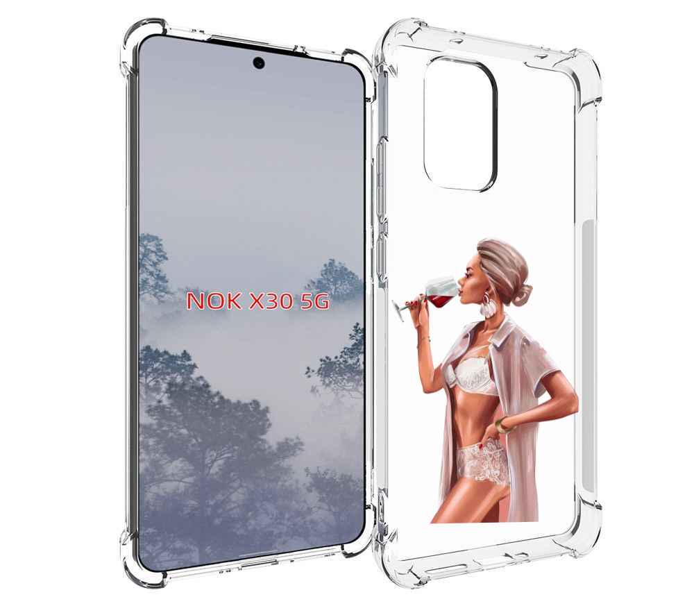 

Чехол MyPads Девушка-с-вином женский для Nokia X30 5G, Tocco