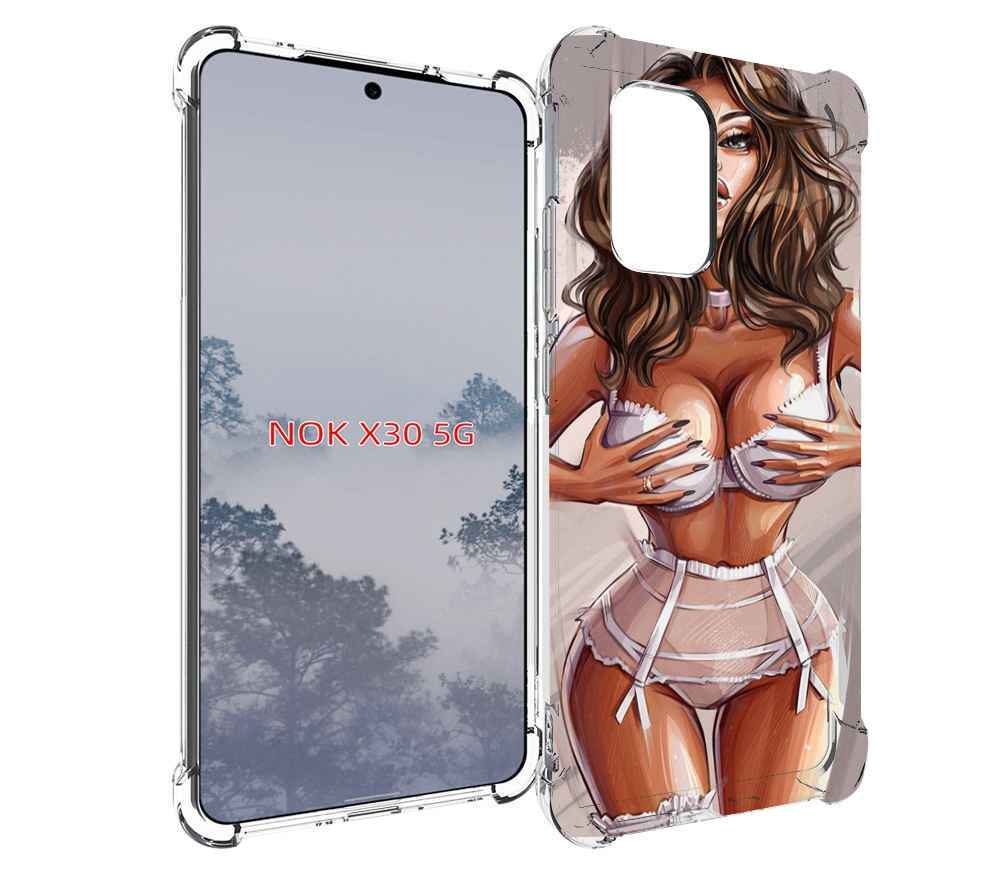 

Чехол MyPads Девушка-в-кружевном для Nokia X30 5G, Tocco
