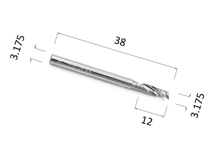 Фреза спиральная однозаходная стружка вверх DJTOL AAY1LX3.12 для станка ЧПУ фреза для маникюра безопасная 4 грани 1 2 × 2 5 мм в пластиковом футляре