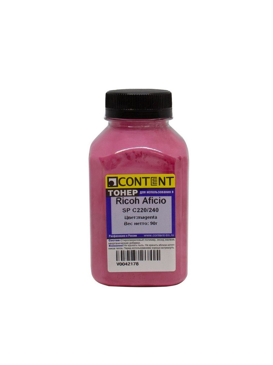 

Тонер Content для Ricoh Aficio SP C220/240, M, 90г, Пурпурный
