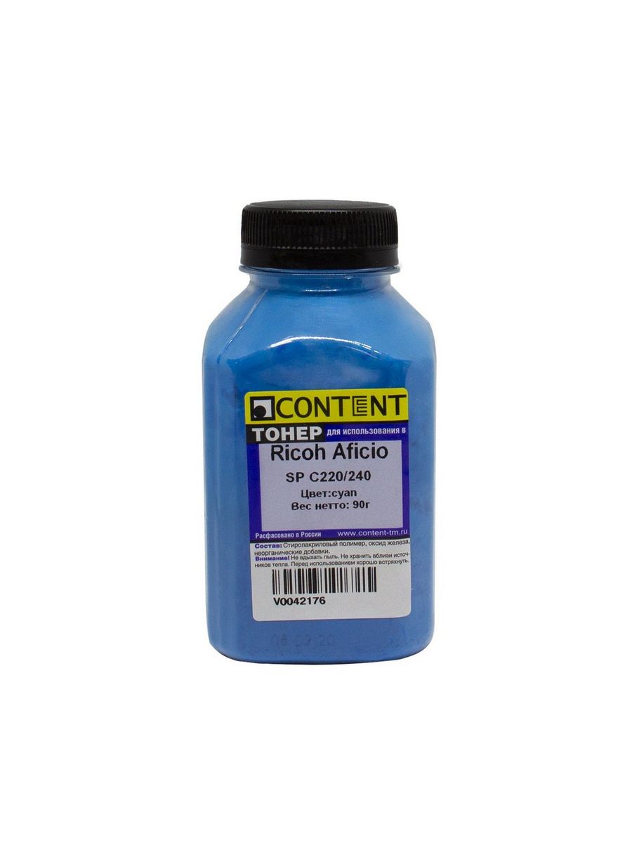 

Тонер Content для Ricoh Aficio SP C220/240, С, 90г, Голубой