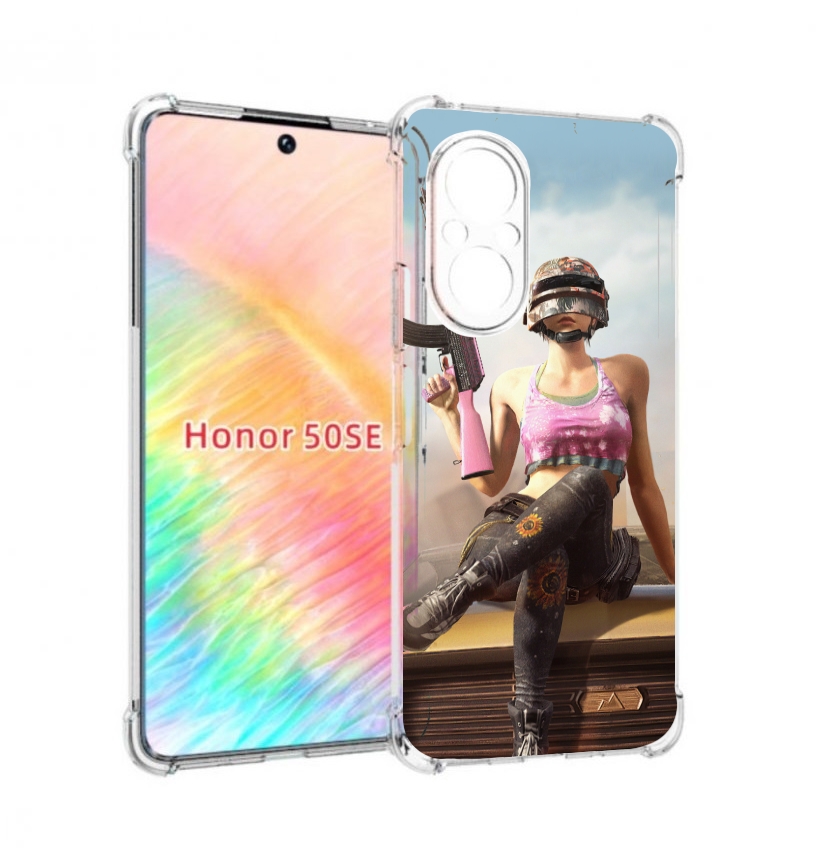 Чехол бампер MyPads девушка из PUBG для Honor 50 SE противоударный