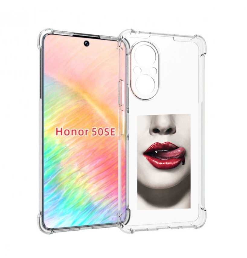 

Чехол бампер MyPads губы-вампирши для Honor 50 SE противоударный, Прозрачный, Tocco