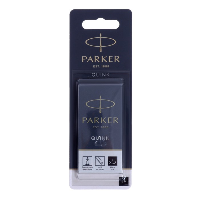 

Parker Набор картриджей 5шт д/перьевой ручки Parker Cartridge Quink, черные, блистер 19504