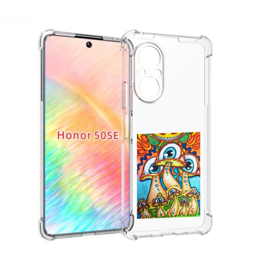 

Чехол бампер MyPads грибы с глазами для Honor 50 SE противоударный, Прозрачный, Tocco