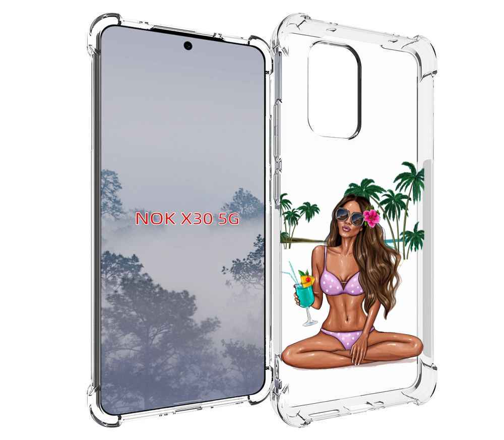 

Чехол MyPads Гавайская-девушка женский для Nokia X30 5G, Tocco
