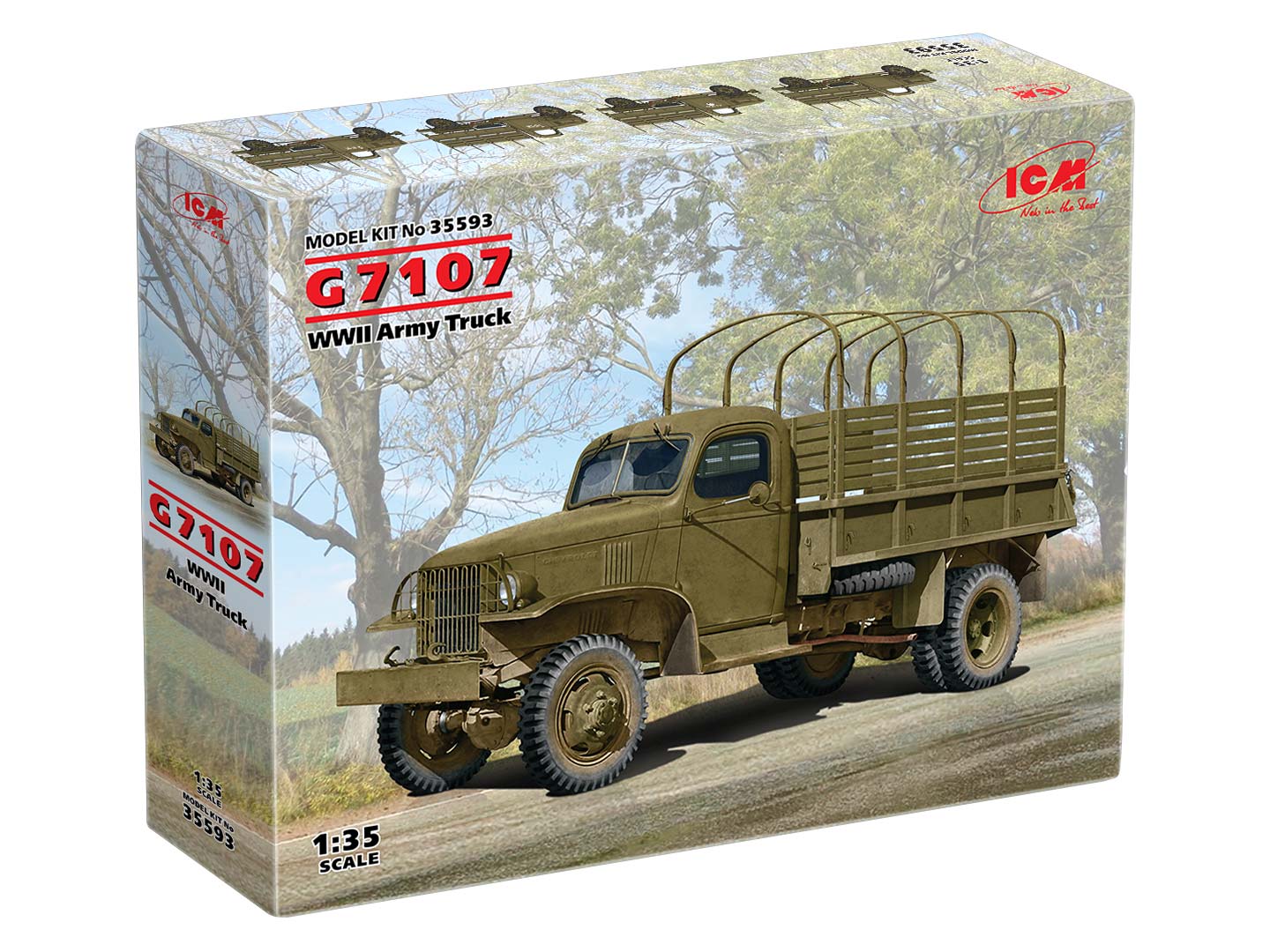 

Сборная модель ICM 1/35 Армейский грузовой автомобиль G7107 II MB 35593