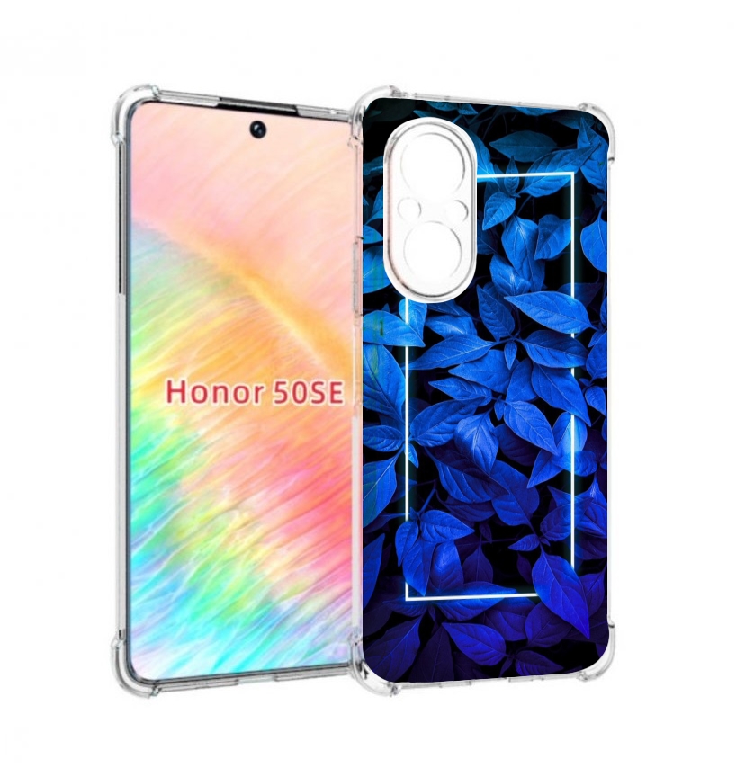 

Чехол бампер MyPads голубые цветочки неон для Honor 50 SE против, Прозрачный, Tocco