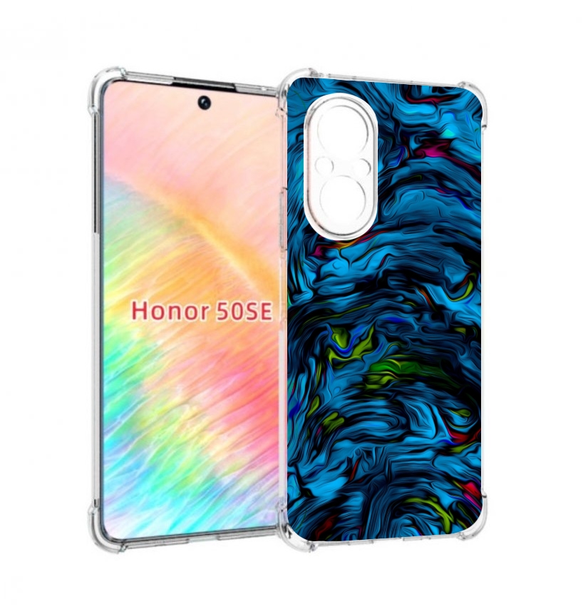 

Чехол бампер MyPads голубая краска в темноте для Honor 50 SE про, Прозрачный, Tocco