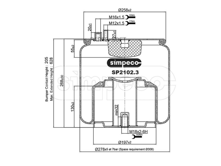 Пневморессора (Со Стальным Стаканом) Hcv SIMPECO  SP21023014