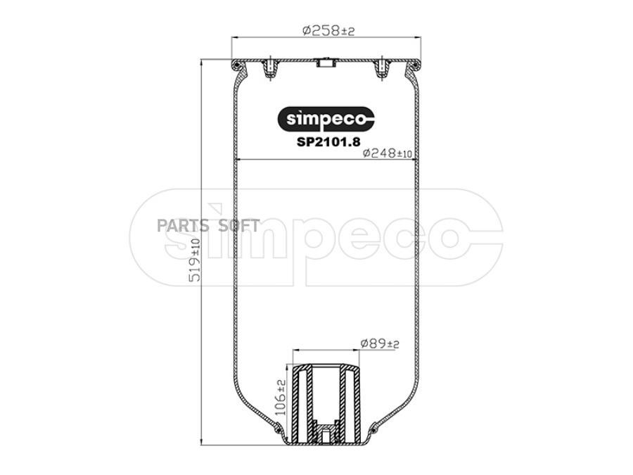 Пневморессора (Без Стакана) Hcv SIMPECO  SP21018010