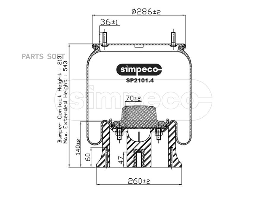 Пневморессора (С Пласт. Стаканом) Hcv SIMPECO  SP21014013