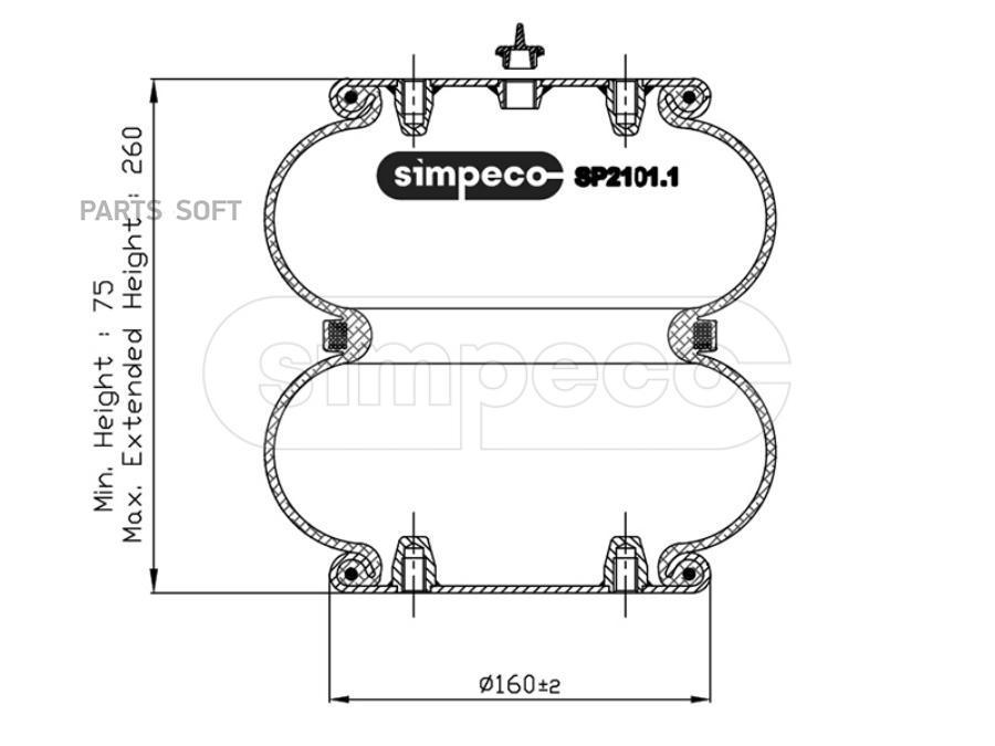 Пневморессора Многосекционная Hcv SIMPECO  SP21011022