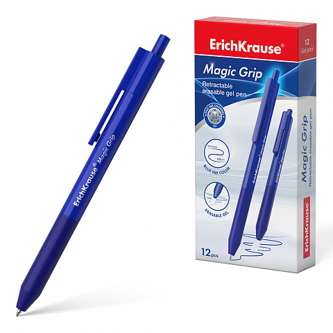 

Ручка гелевая ErichKrause Magic Grip 48198, синяя, 0,5 мм, 1 шт.