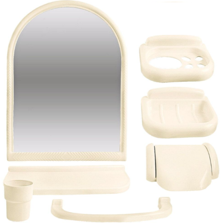 Зеркало 40*55 см с набором для ванной комнаты ЕвроКомфорт, цвет кремовый