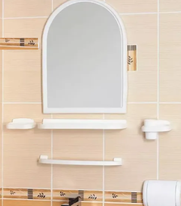 Зеркало 40*55 см с набором для ванной комнаты ЕвроКомфорт, цвет белый