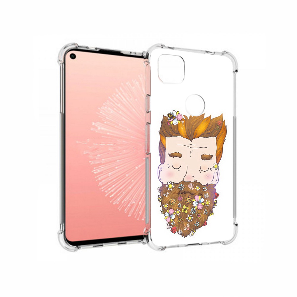 

Чехол MyPads Tocco для Google Pixel 4A мужчина с цветами в бороде, Прозрачный, Tocco