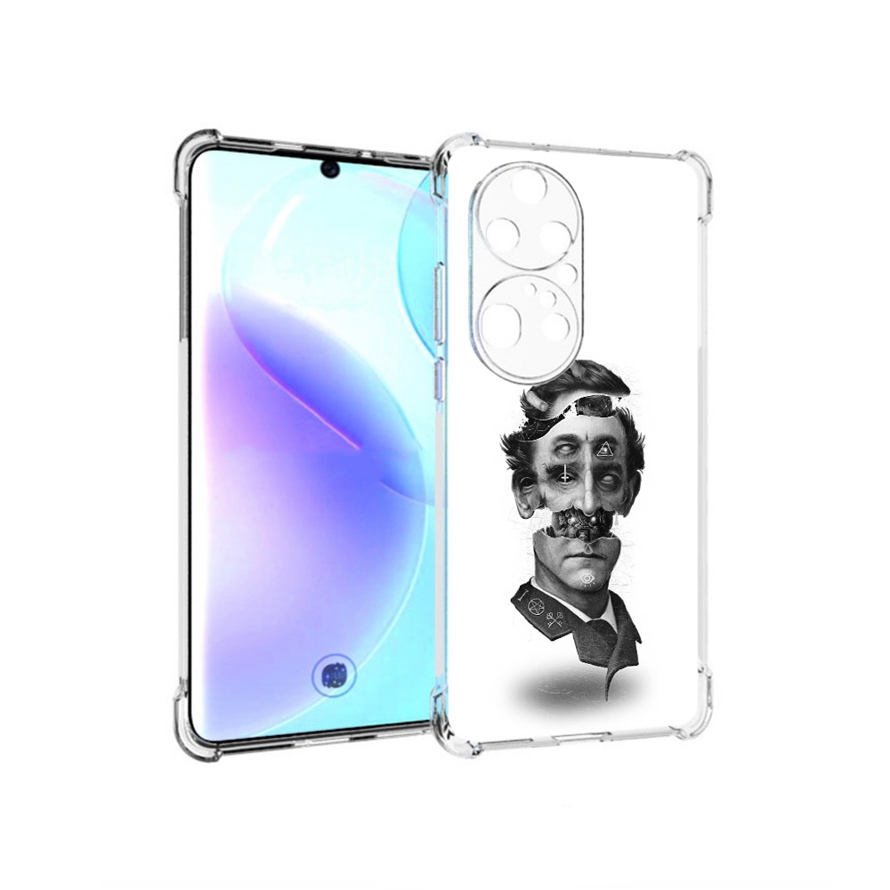 

Чехол MyPads Tocco для Huawei P50 Pro страшное лицо абстракция, Прозрачный, Tocco
