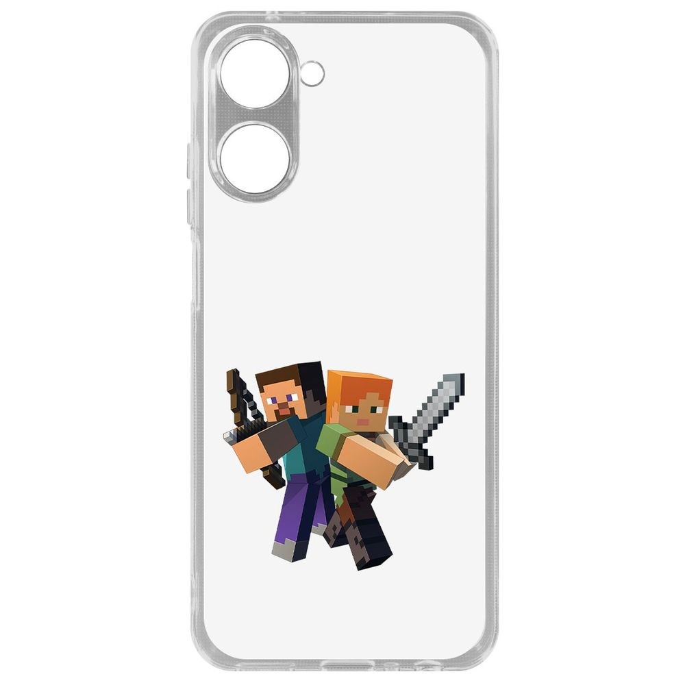 

Чехол Minecraft-Стив и Алекс для Realme 10 4G, Прозрачный