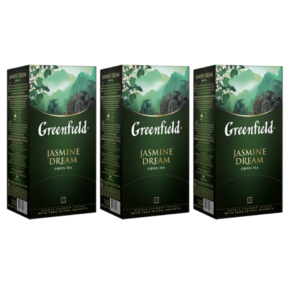 Чай зеленый Greenfield Jasmine Dream, 3 упаковки по 25 пакетиков