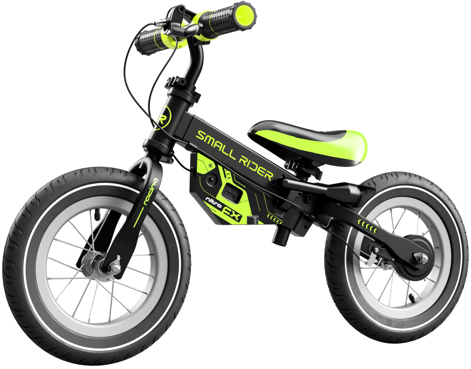 Детский беговел с надувными колесами Small Rider NITRO AIR Зеленый скейтборд пластиковый 56x15cm со свет колесами sportex e33095 зеленый sk503