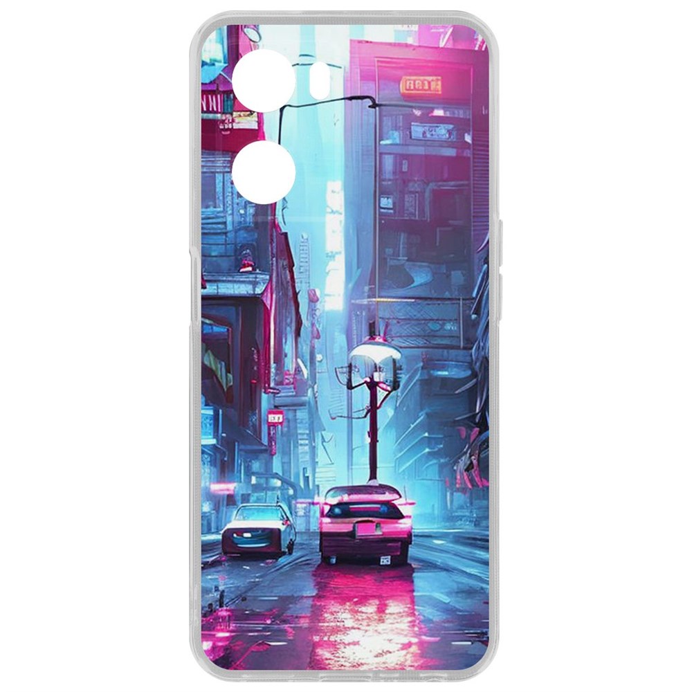 

Чехол Киберпанк Улица для Oppo A57s, Прозрачный