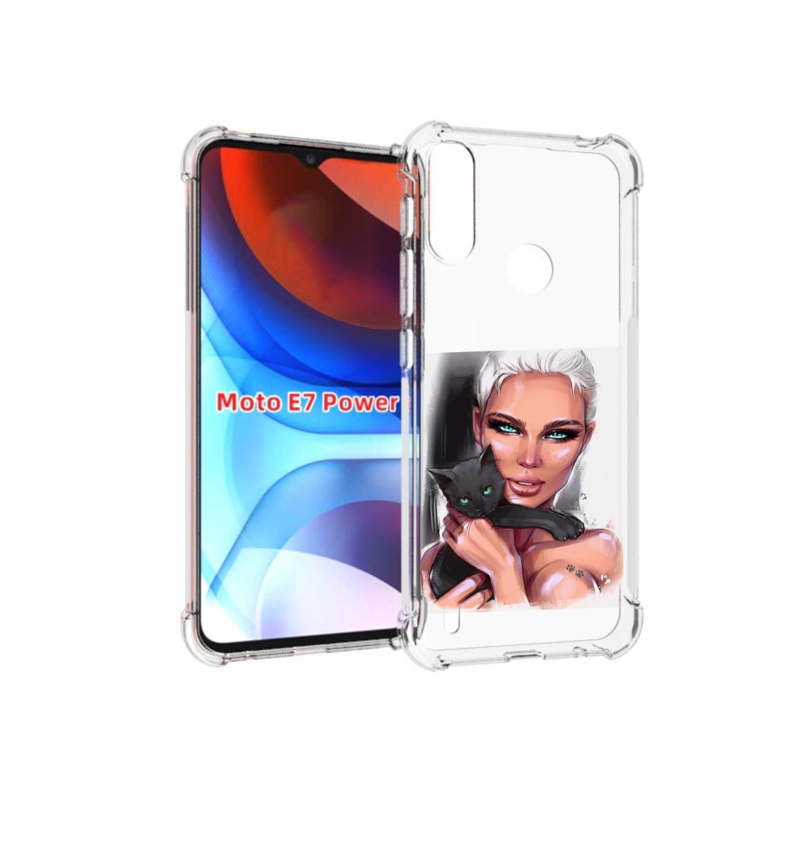 

Чехол MyPads девушка-с-черным-котиком женский для Motorola Moto E7 Power, Прозрачный, Tocco