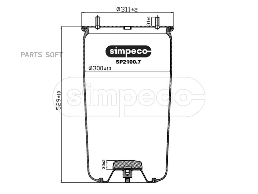 SIMPECO SP21007010 Пневморессора (без стакана) HCV