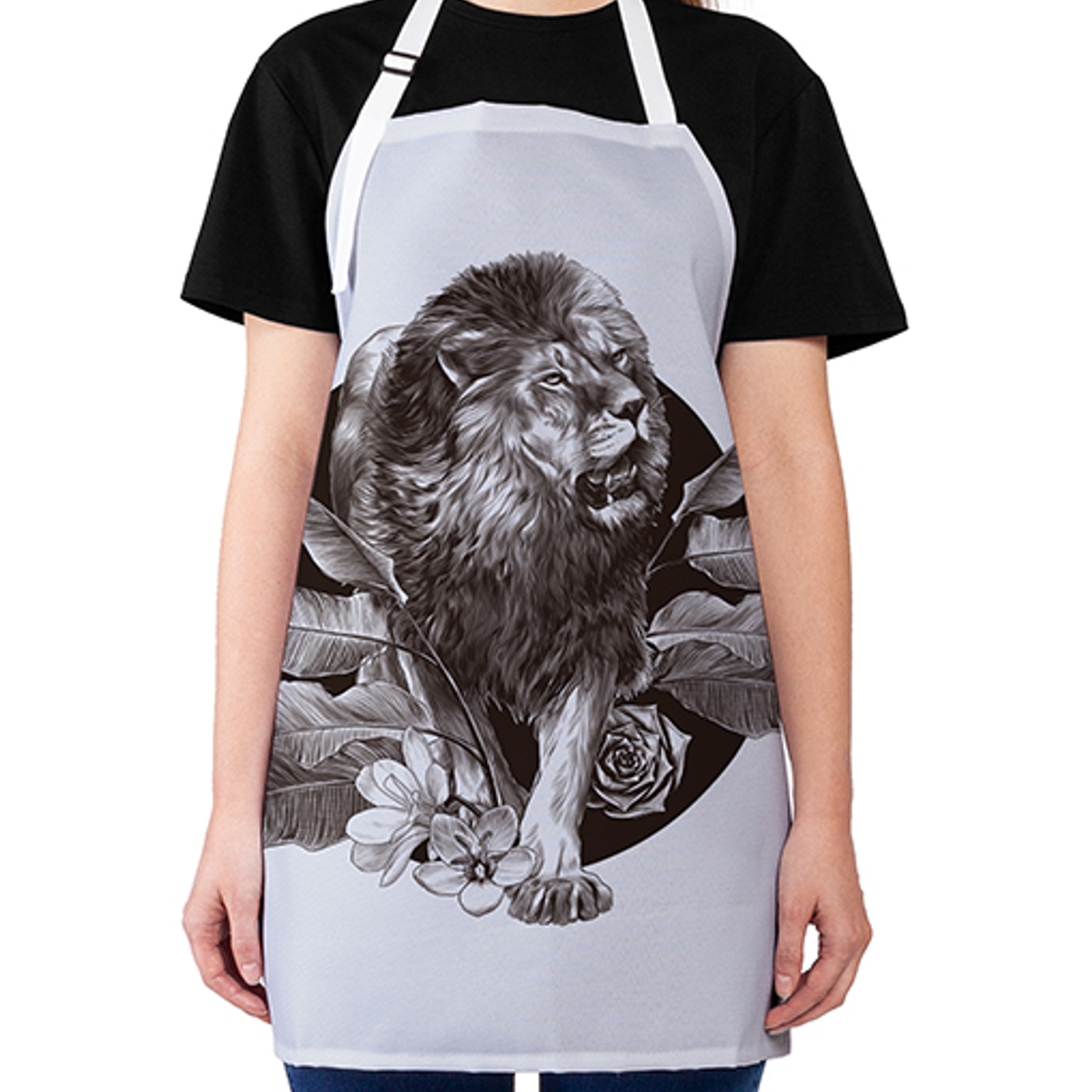 

Фартук кухонный JoyArty Король джунглей универсальный для женщин и мужчин, Белый, Король джунглей