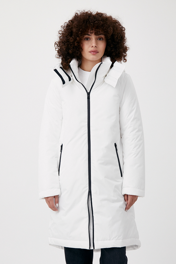 фото Утепленное пальто женское finn flare fab110216 белое 2xl